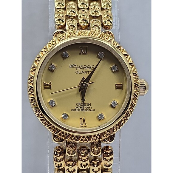 Croton Lady Harris Womens Gold Tone Diamond Quartz Dress Watch New Battery main image 8